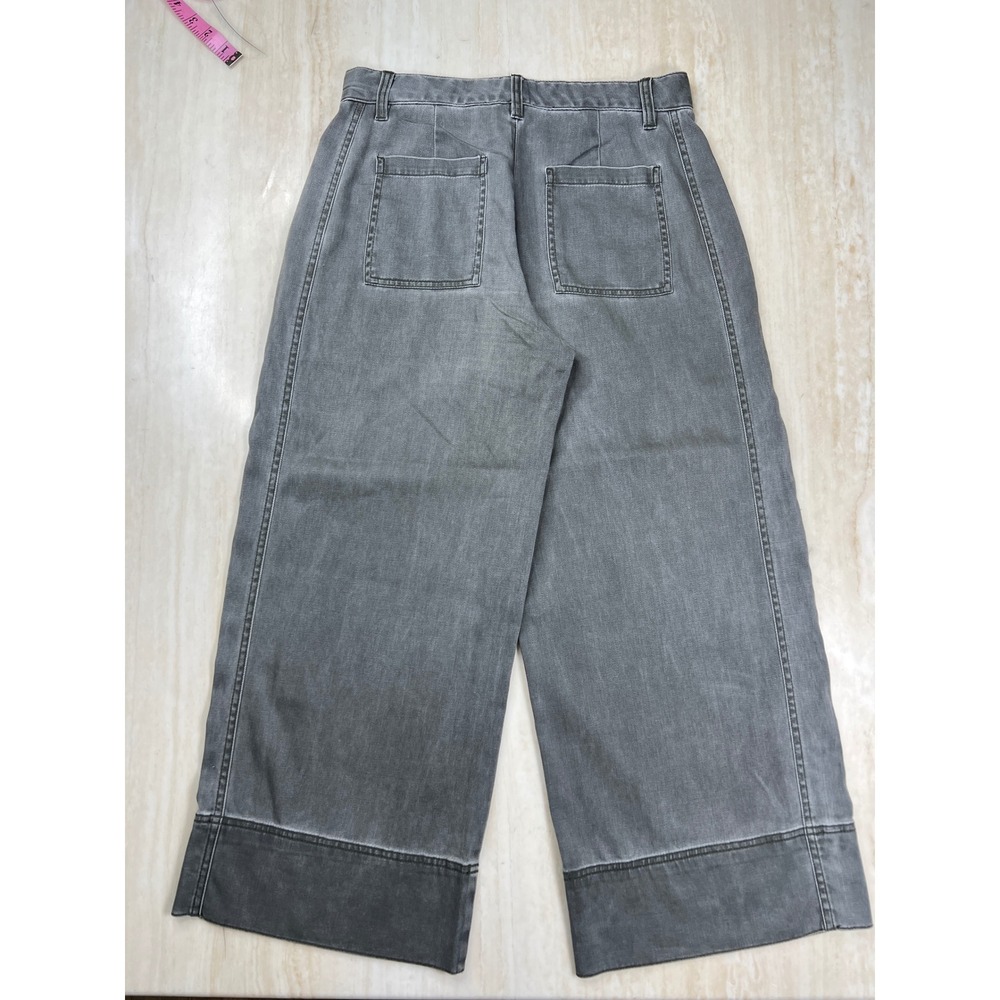 GAP Womens Size 4 Gray Wide Leg Crop High Rise Patch Pocket Denim Pants A36 - Picture 6 of 13